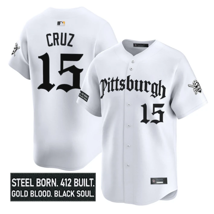 Oneil Cruz Jersey #15 Pittsburgh Pirates Gothic Steel City Stitched White by My Store