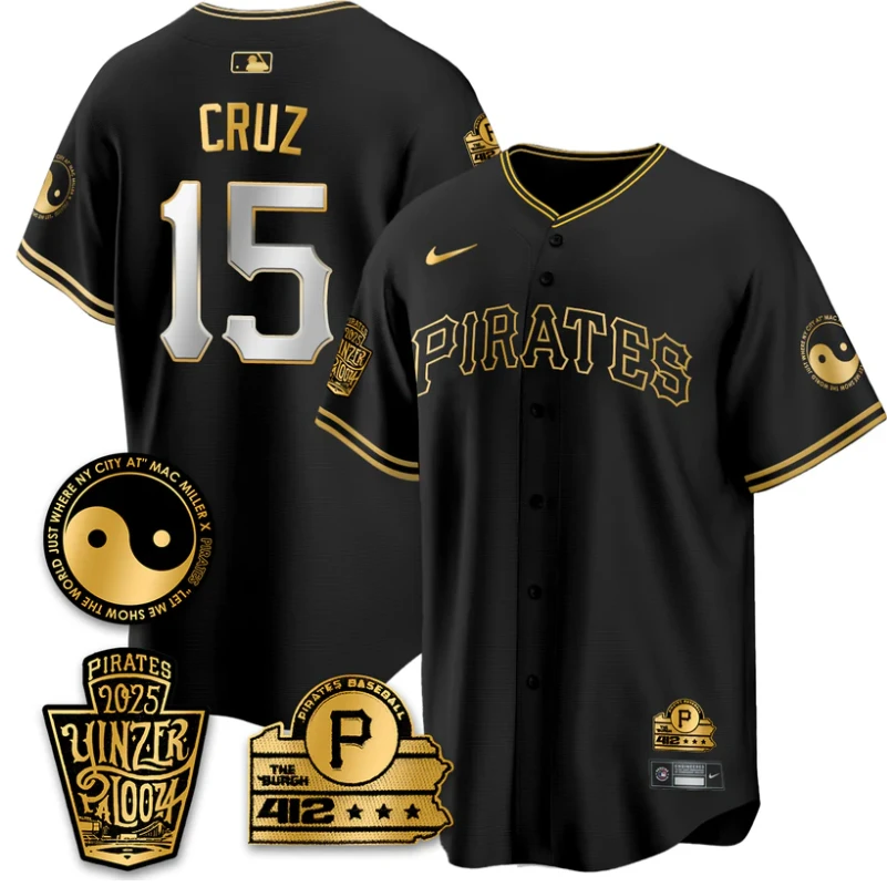 Oneil Cruz #15 Jersey Pittsburgh Pirates Yinzerpalooza 2025 Stitched Black Gold by My Store