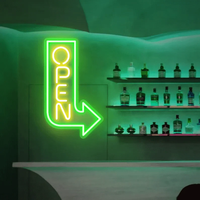 Open Arrow Neon Sign Led Business Open Sign by Neonchics