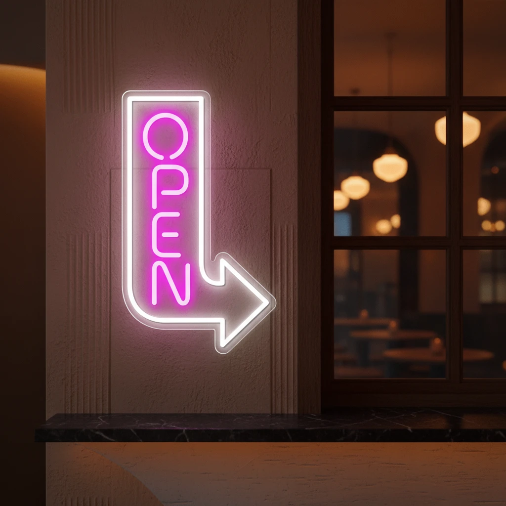 Open Arrow Neon Sign Led Business Open Sign by Neonchics