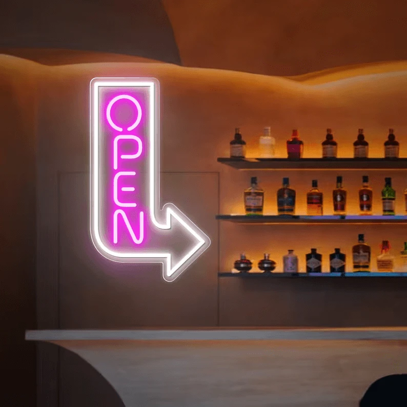Open Arrow Neon Sign Led Business Open Sign by Neonchics