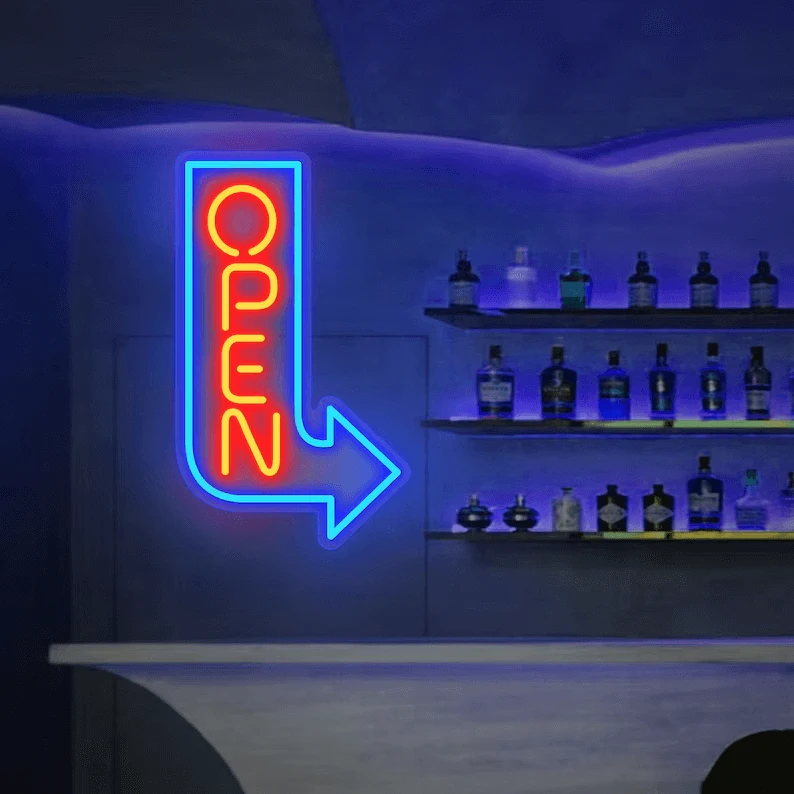 Open Arrow Neon Sign Led Business Open Sign by Neonchics