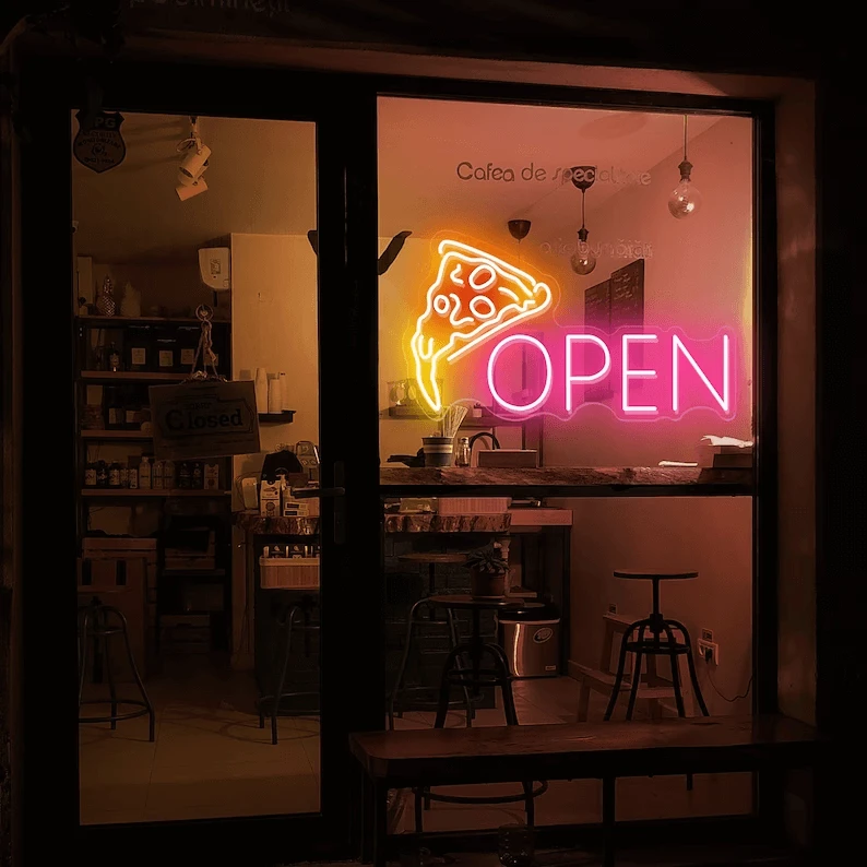Open Pizza Led Neon Sign Restaurant Wall Decor Sign by Neonchics