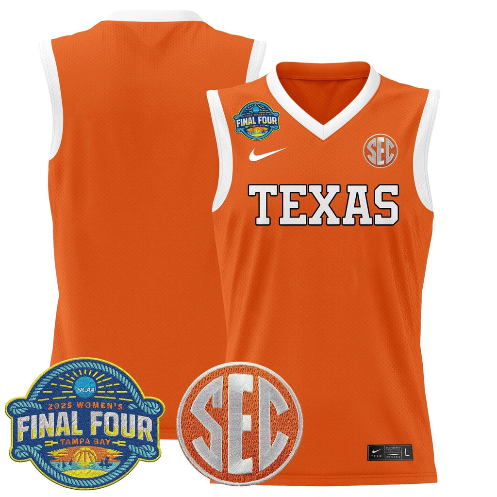 Team Jersey Texas Longhorns 2025 Sec Final Four Patch Stitched Orange by My store basketball