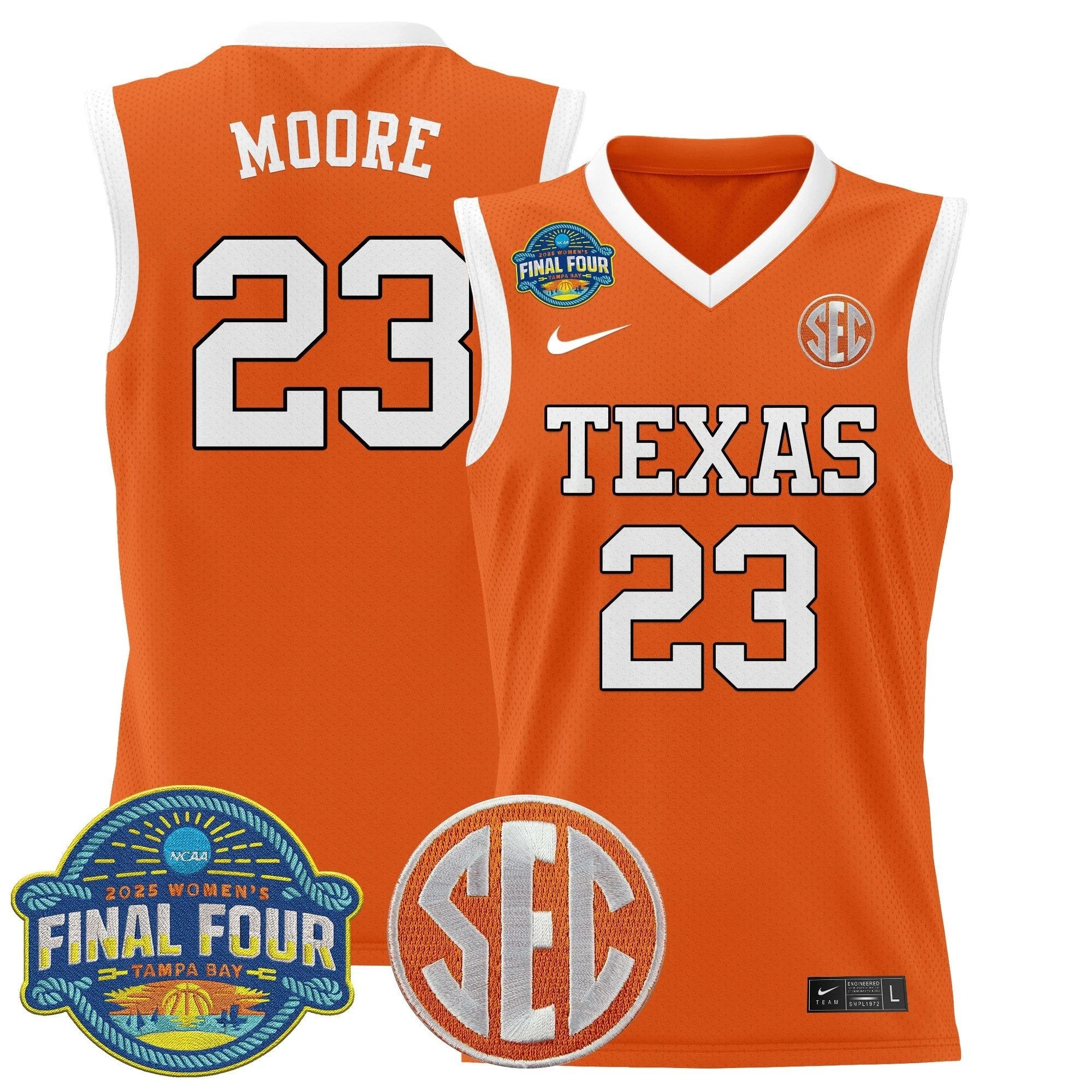 Aaliyah Moore Jersey #23 Texas Longhorns 2025 Sec Final Four Patch Orange by My store basketball
