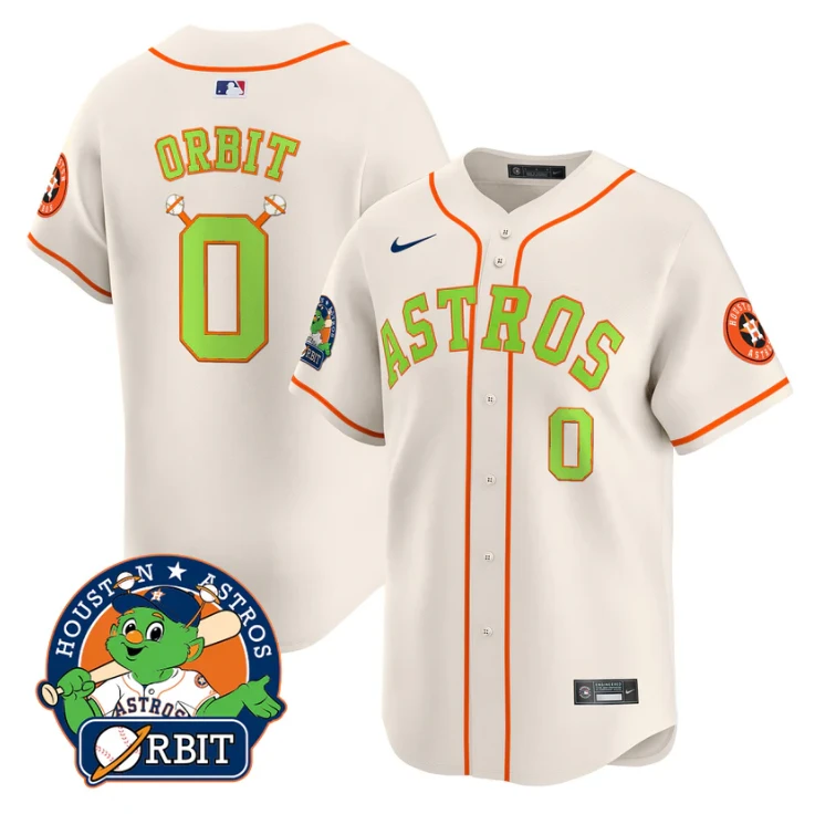 Orbit Jersey #0 Astros Orbit Patch Vapor Premier Limited V2 Stitched Cream by My Store
