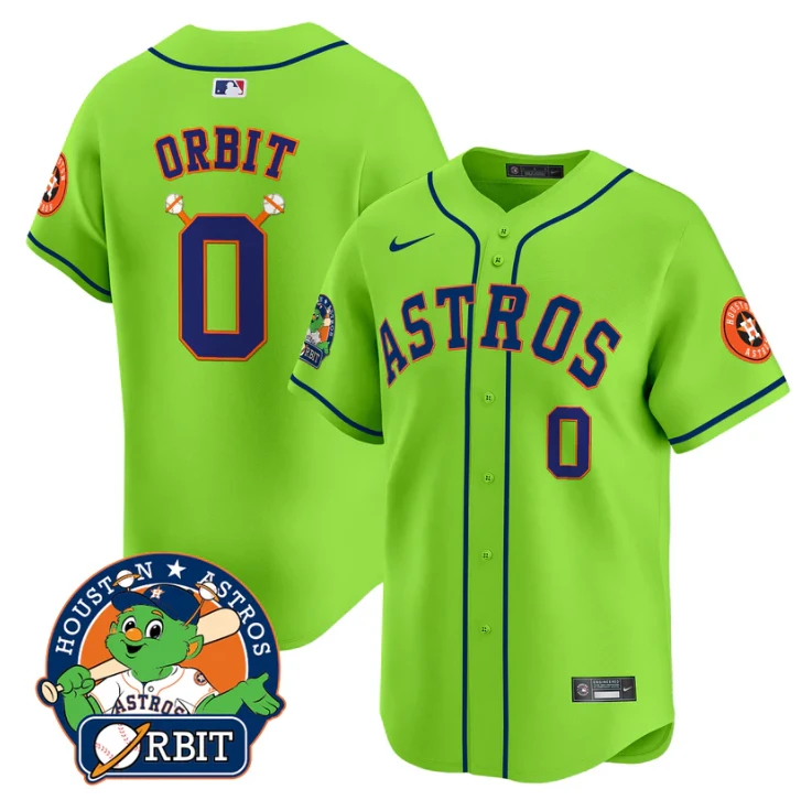 Orbit Jersey #0 Astros Orbit Patch Vapor Premier Limited V2 Stitched Green by My Store