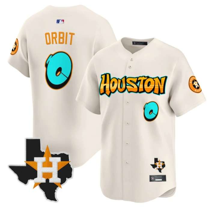 Orbit Jersey #0 Houston Astros Graffiti H-Town Edition Stitched Cream by My Store