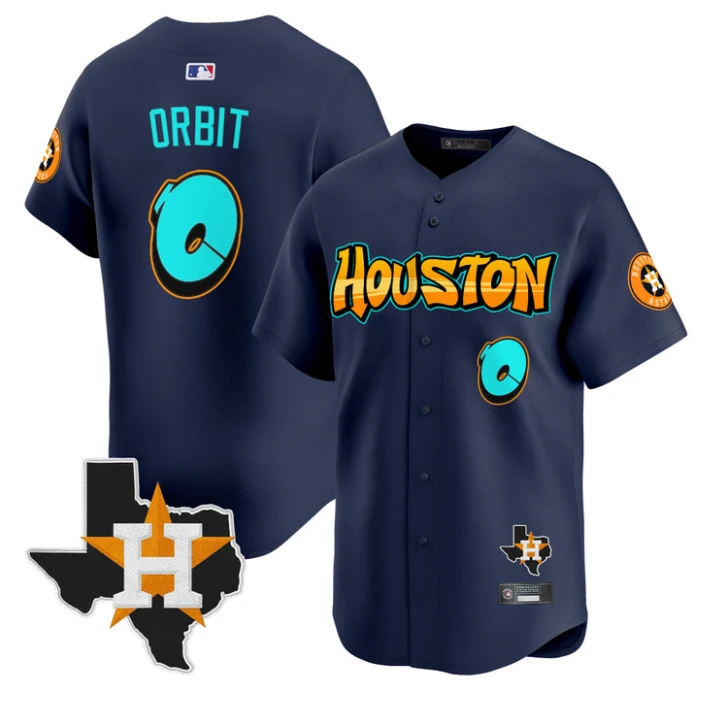 Orbit Jersey #0 Houston Astros Graffiti H-Town Edition Stitched Navy by My Store