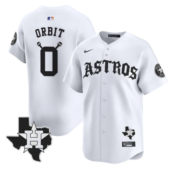 Orbit Jersey #0 Houston Astros Old English Edition Stitched White by My Store