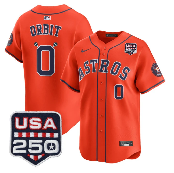 Orbit Jersey #0 Houston Astros 250 USA Patch Vapor Limited Stitched by My Store