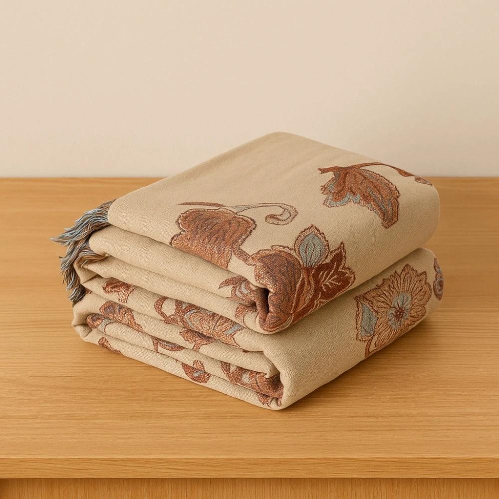Orchid Trail Floral Cotton Tassel Bed Blanket by Casa & Beyond