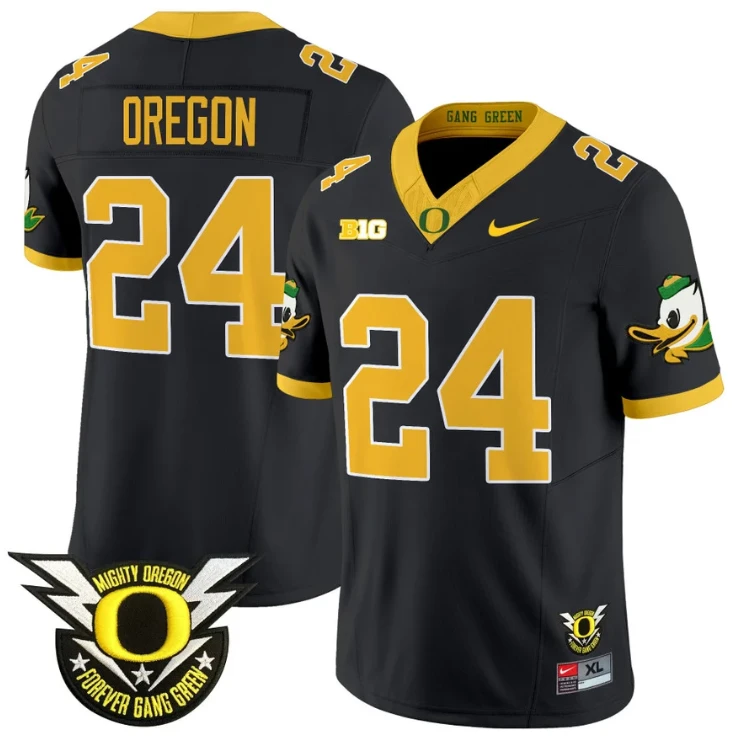 Oregon Jersey #24 Oregon Duck Forever Gang Green Football Black by My Store