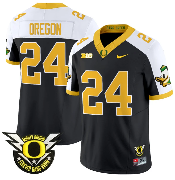 Oregon Jersey #24 Oregon Duck Forever Gang Green Football Black Alternate by My Store