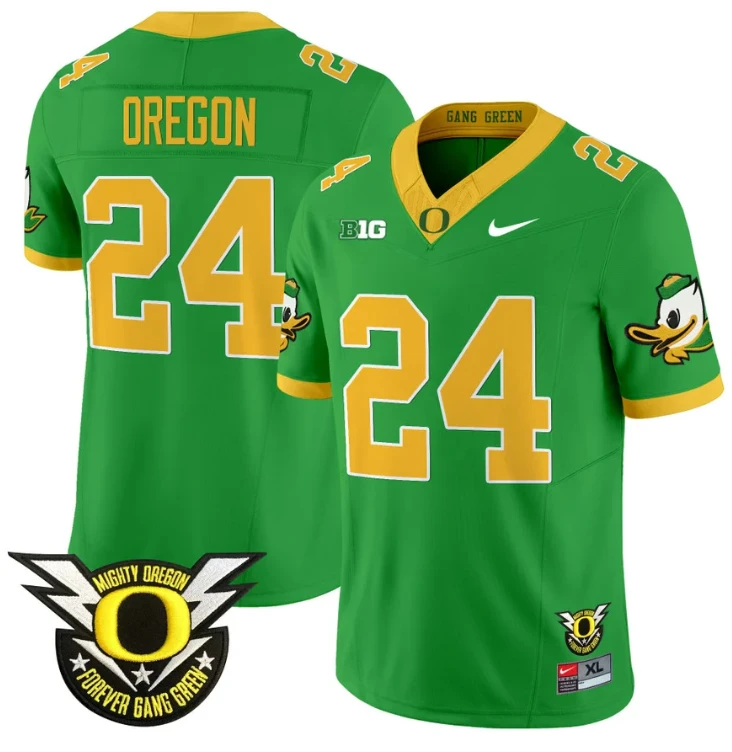 Oregon Jersey #24 Oregon Duck Forever Gang Green Football Green Alternate by My Store