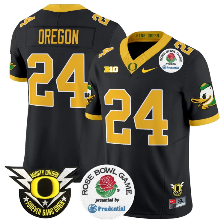 Oregon Jersey #24 Oregon Ducks Football 2024 Rose Bowl Stitched Black by NCAA Football Jersey