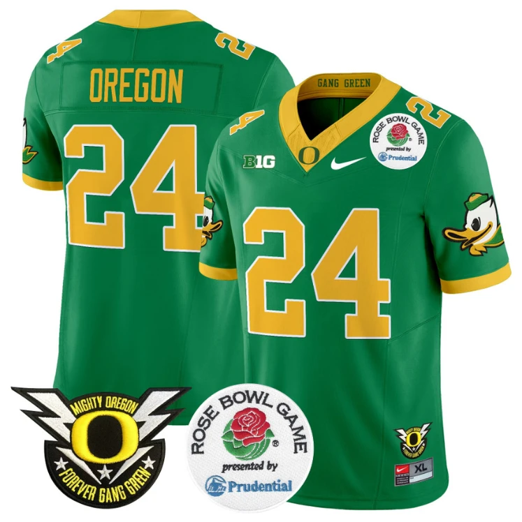 Oregon Jersey #24 Oregon Ducks Football 2024 Rose Bowl Stitched Green by NCAA Football Jersey