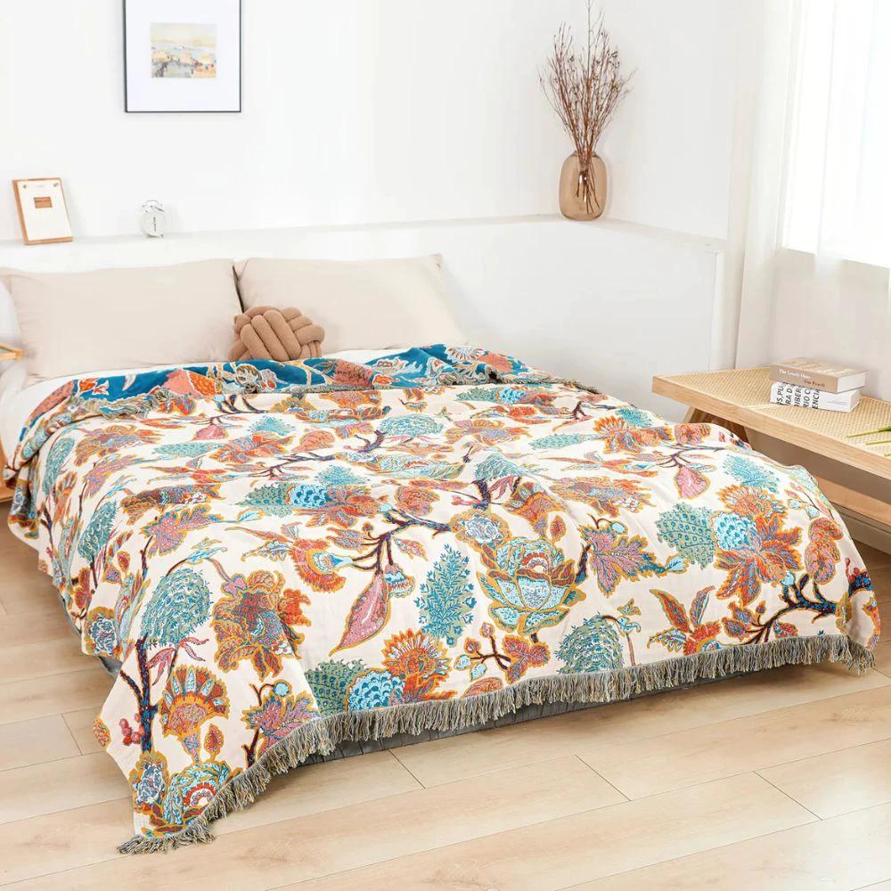 Ornamental Garden Cotton Blanket by Casa & Beyond
