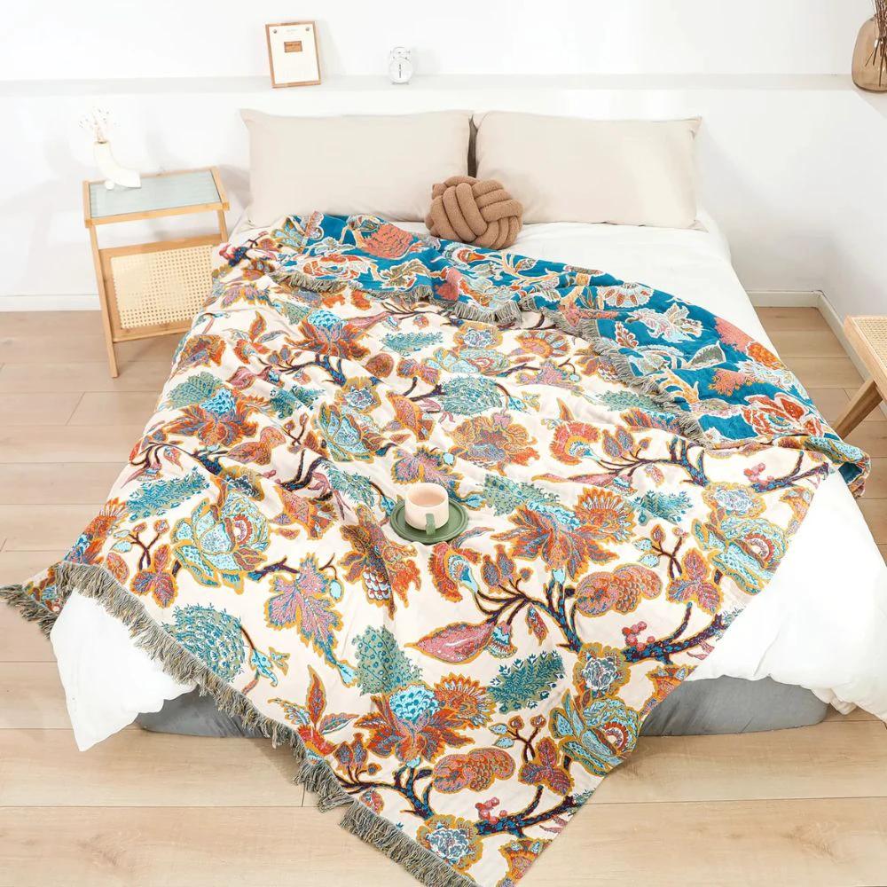 Ornamental Garden Cotton Blanket by Casa & Beyond