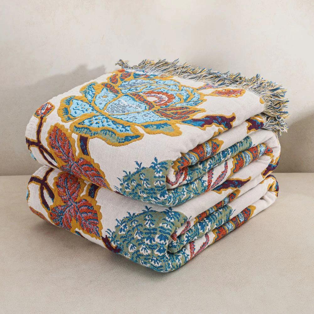Ornamental Garden Cotton Blanket by Casa & Beyond