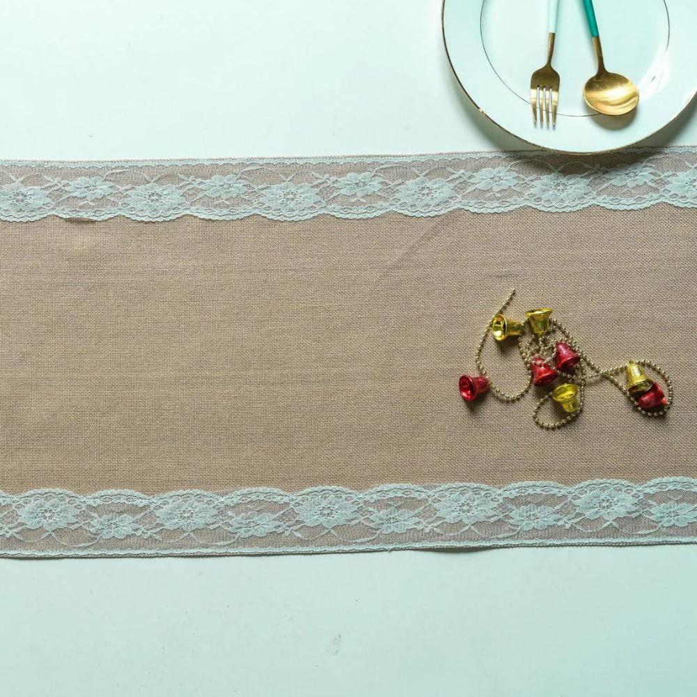 Ornate Blossom Lace Edge Table Runner by Casa & Beyond