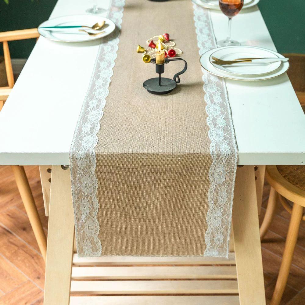 Ornate Blossom Lace Edge Table Runner by Casa & Beyond