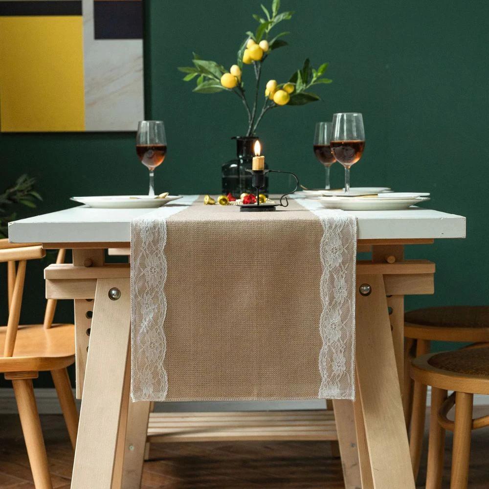 Ornate Blossom Lace Edge Table Runner by Casa & Beyond