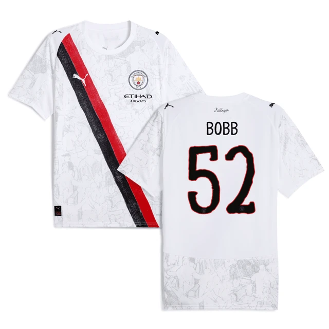 Oscar Bobb 52 Manchester City 2025-26 Match Jersey – White by Soccer Jersey