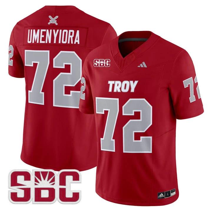 Osi Umenyiora Jersey #72 Troy Trojans 2025 Vapor Limited Stitched by My Store NCAA Football Jerseys