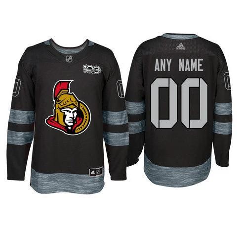 Ottawa Senators Black 1917-2017 100th Anniversary Stitched NHL Custom Jersey by Hockey David
