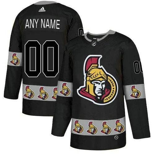 Ottawa Senators Custom Black Team Logos Fashion Jersey by Hockey David