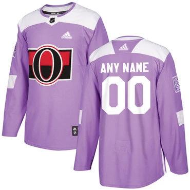 Ottawa Senators Purple Pink Custom Hockey Fights Cancer Practice Jersey by Hockey David