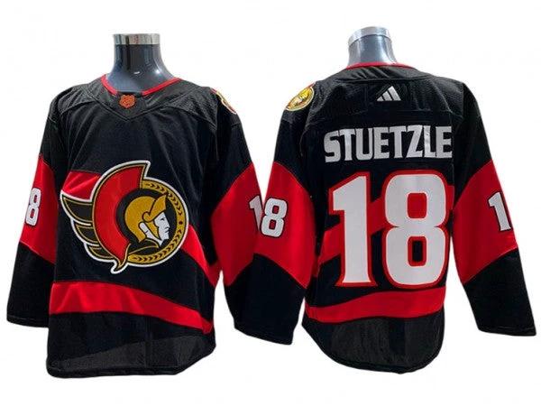 Ottawa Senators #18 Tim Stützle Black Reverse Retro 2.0 Jersey by Hockey David