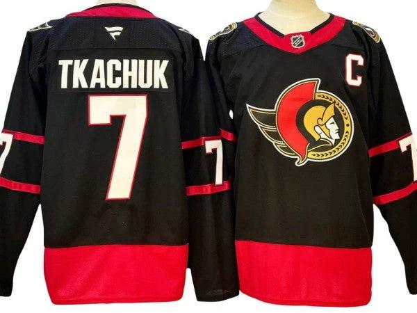 Ottawa Senators #7 Brady Tkachuk Black Home Jersey by Hockey David