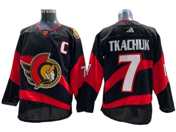 Ottawa Senators #7 Brady Tkachuk Black Reverse Retro 2.0 Jersey by Hockey David