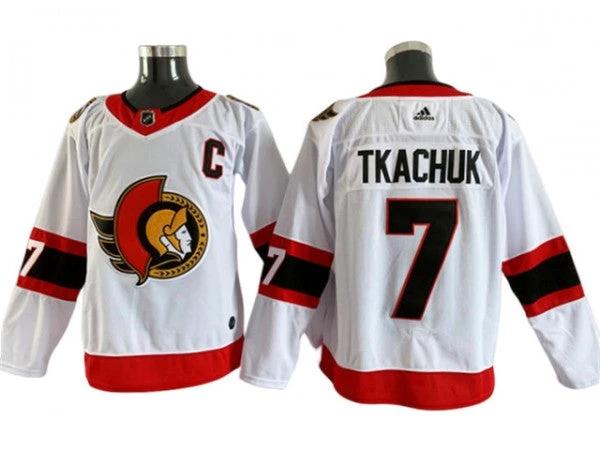 Ottawa Senators #7 Brady Tkachuk White Hockey Jersey by Hockey David