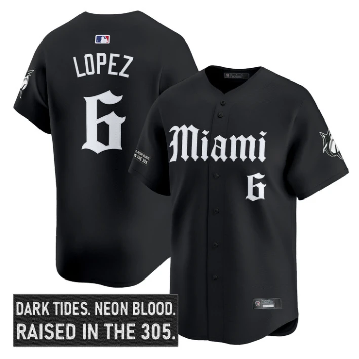 Otto Lopez Jersey #6 Miami Marlins Gothic Vice Edition Stitched Black by My Store