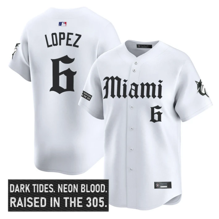 Otto Lopez Jersey #6 Miami Marlins Gothic Vice Edition Stitched White by My Store
