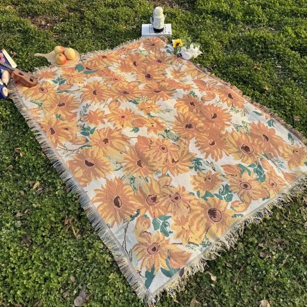Sun Floral Outdoor Picnic Blanket by Casa & Beyond