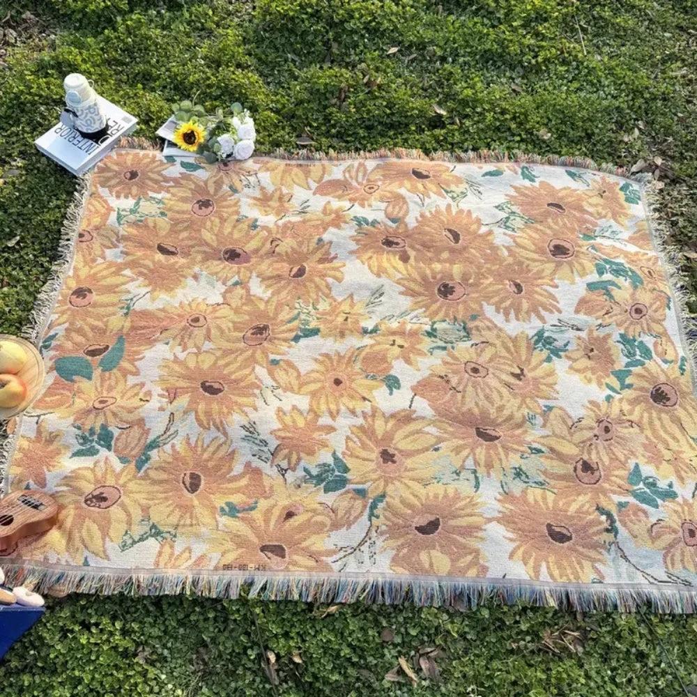 Sun Floral Outdoor Picnic Blanket by Casa & Beyond