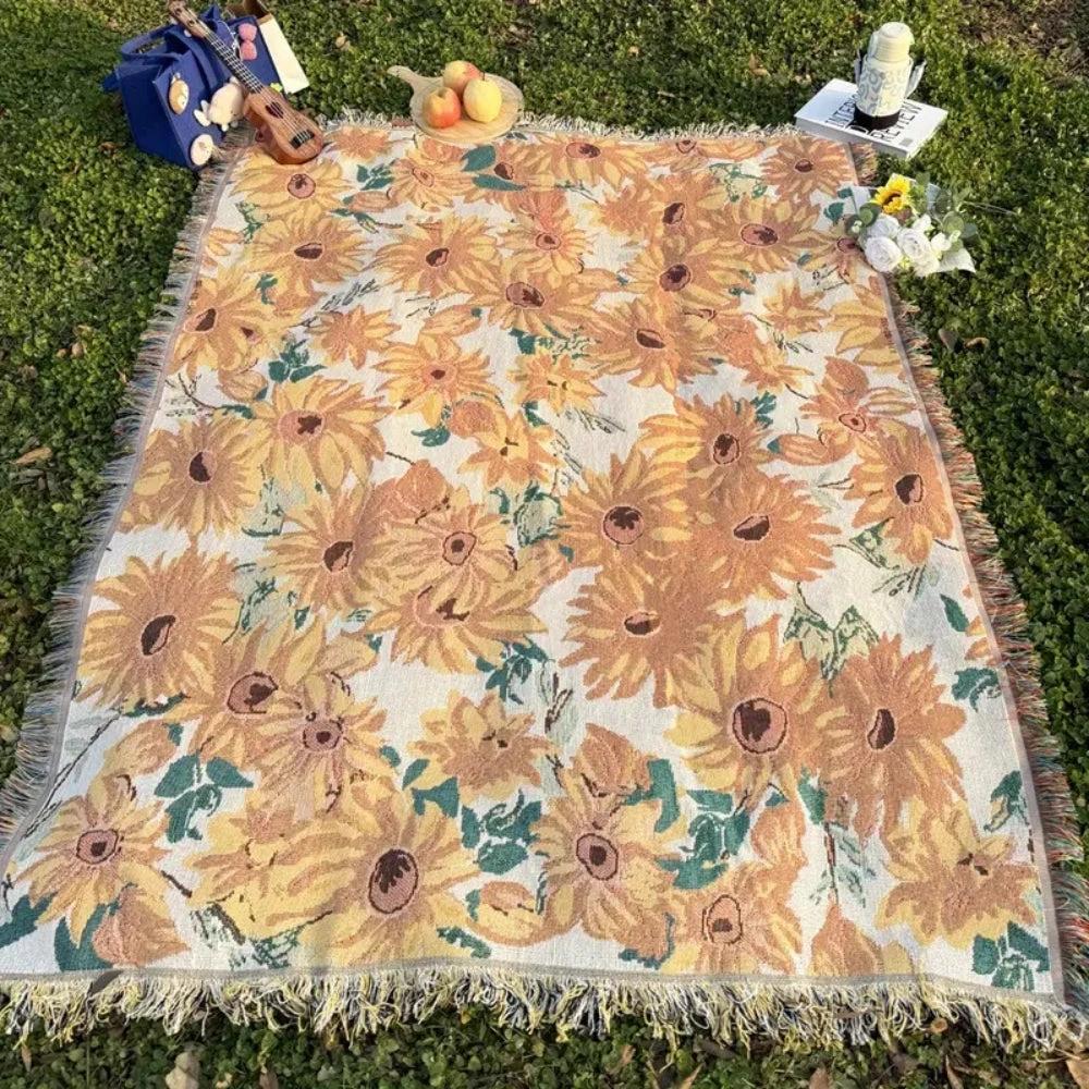 Sun Floral Outdoor Picnic Blanket by Casa & Beyond