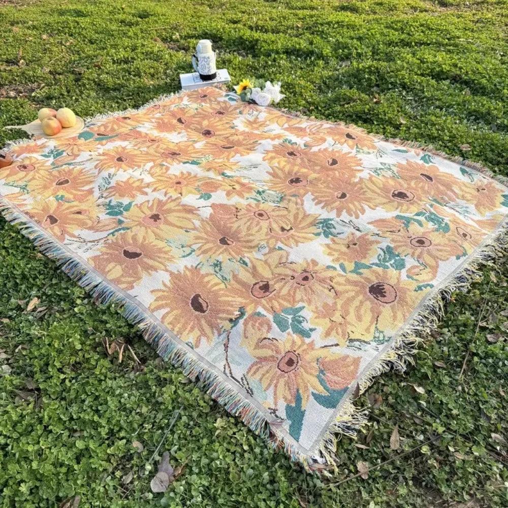 Sun Floral Outdoor Picnic Blanket by Casa & Beyond