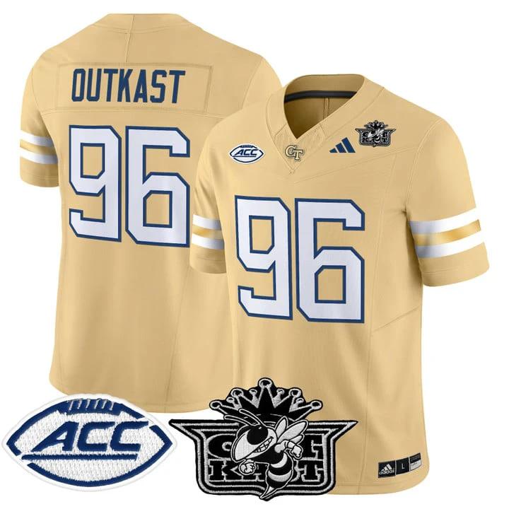 Outkast Jersey #96 Georgia Tech Yellow Jackets 2025 Limited Stitched by My Store NCAA Football Jerseys