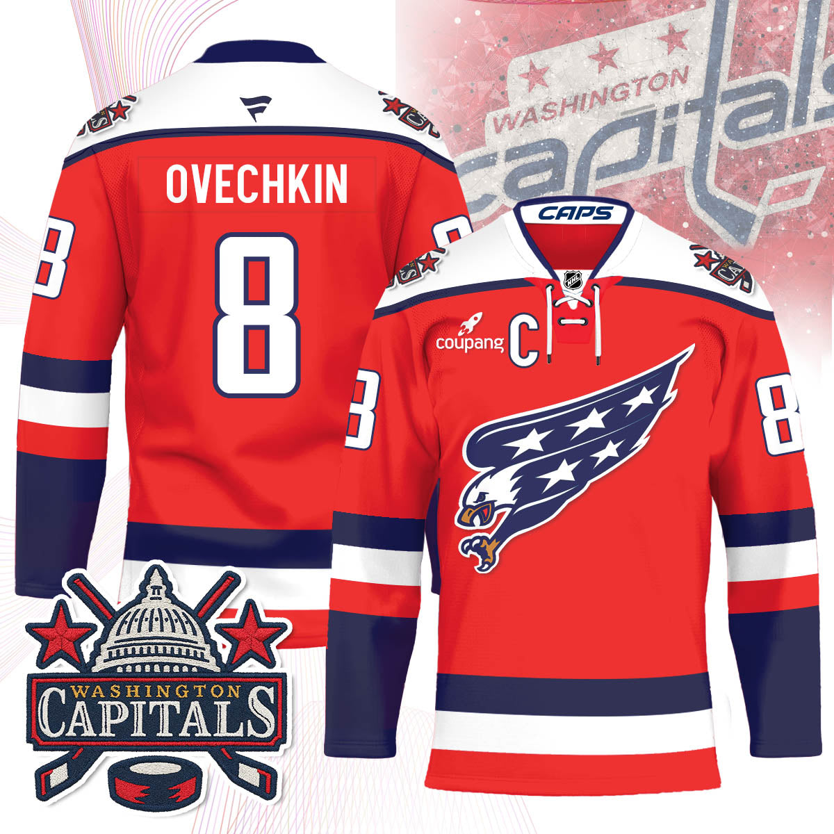 Washington Capitals Screaming Eagle Hockey Jersey - All Stitched by Washington Capitals