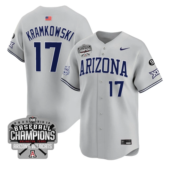 Owen Kramkowski Jersey #17 Arizona Wildcats 2025 Big 12 Champions Vapor Premier Limited Stitched by My Store