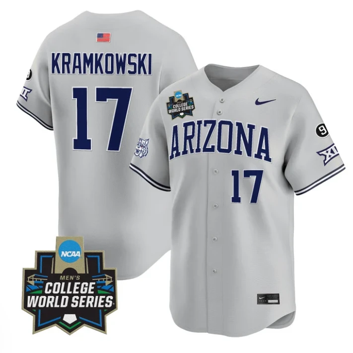 Owen Kramkowski Jersey #17 Arizona Wildcats 2025 World Series Stitched Gray by My Store
