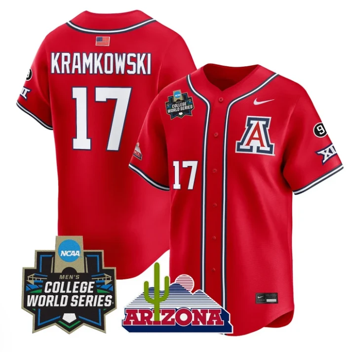Owen Kramkowski Jersey #17 Arizona Wildcats 2025 World Series Stitched Red by My Store