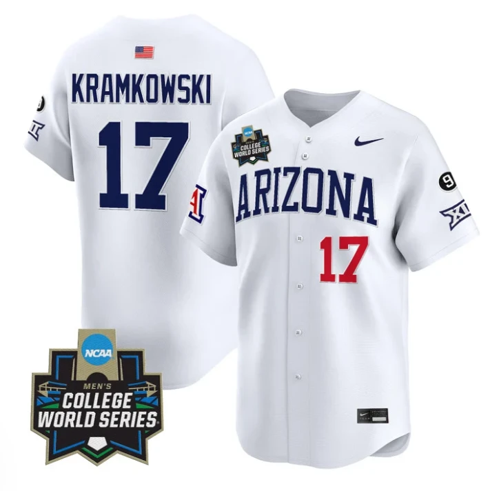 Owen Kramkowski Jersey #17 Arizona Wildcats 2025 World Series Stitched White by My Store