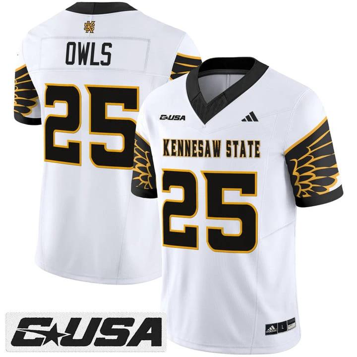 Owls Jersey #25 Kennesaw State Owls 2025 Vapor Limited Stitched by My Store NCAA Football Jerseys