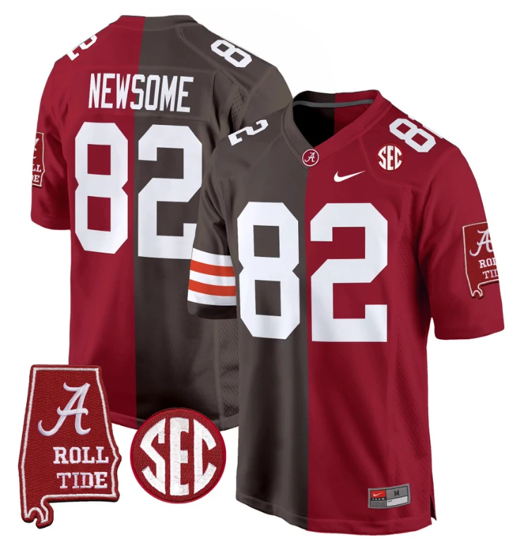 Ozzie Newsome Jersey #82 Alabama Crimson Tide Split Football Game Stitched by NCAA Football Jersey